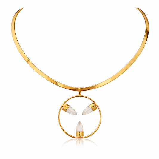 Clear Quartz Tri Stone Collar