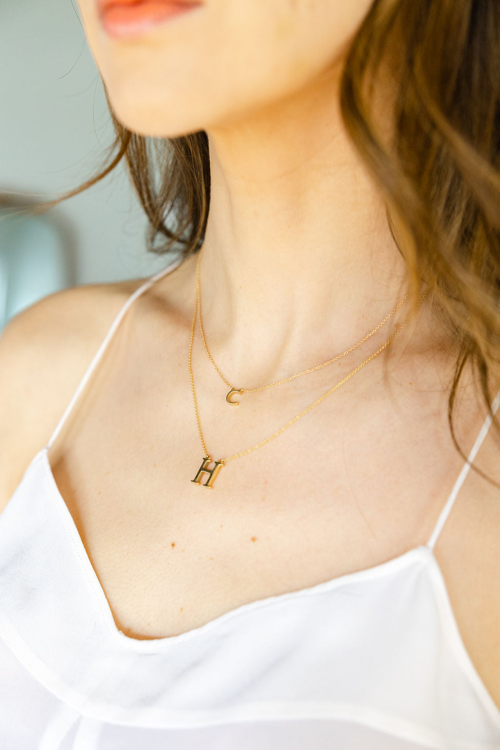 Gold single sale initial necklace