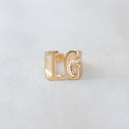 New XL Johnny Two Initial Ring