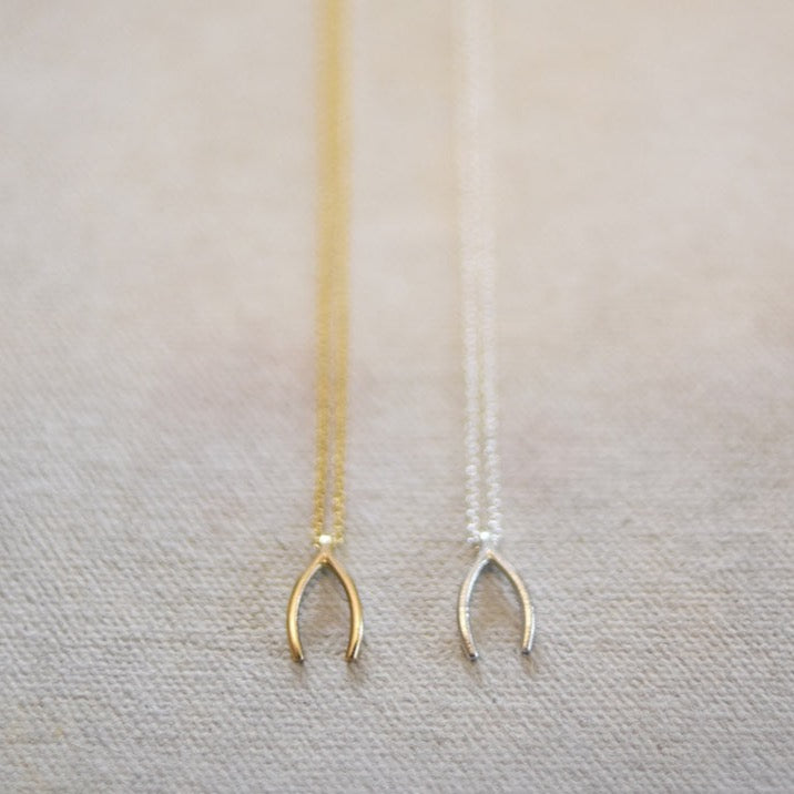 Wishbone Necklace in Gold & Silver by Kristin Hayes Jewelry